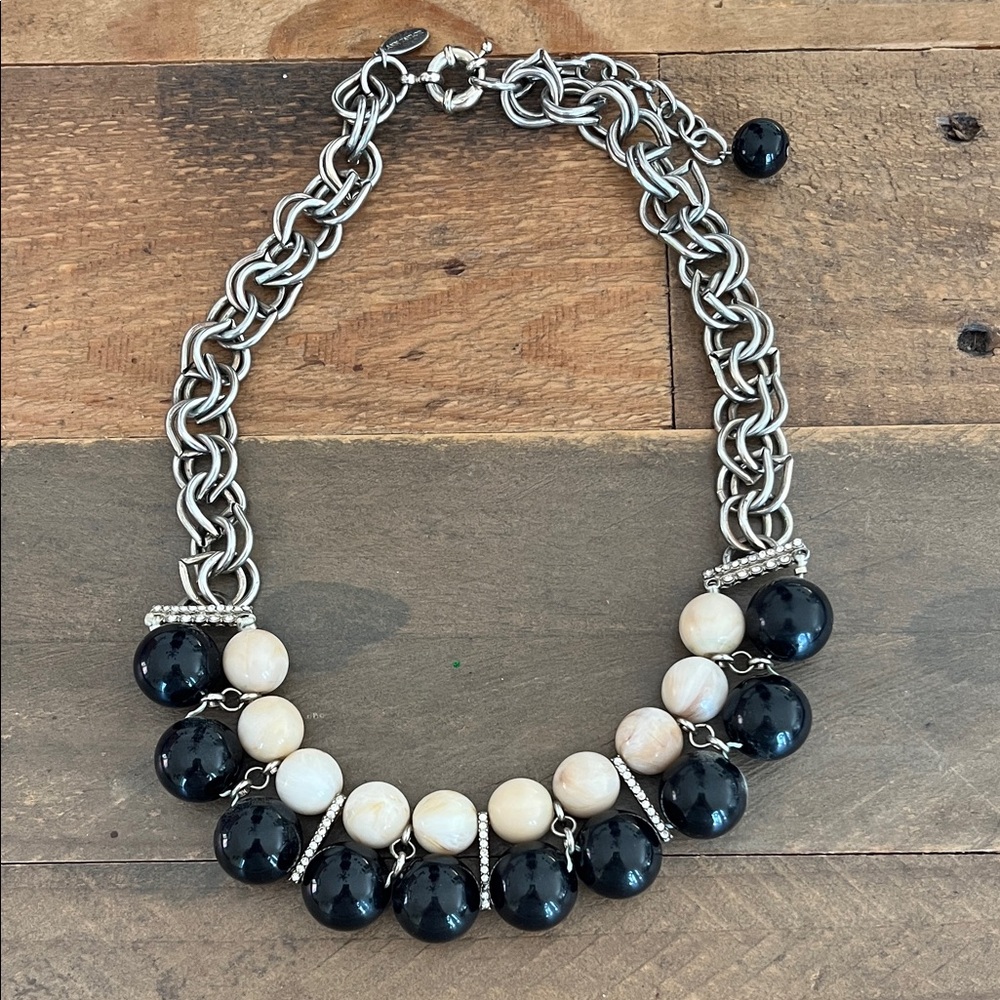 Elegant Black and Cream Beaded Necklace